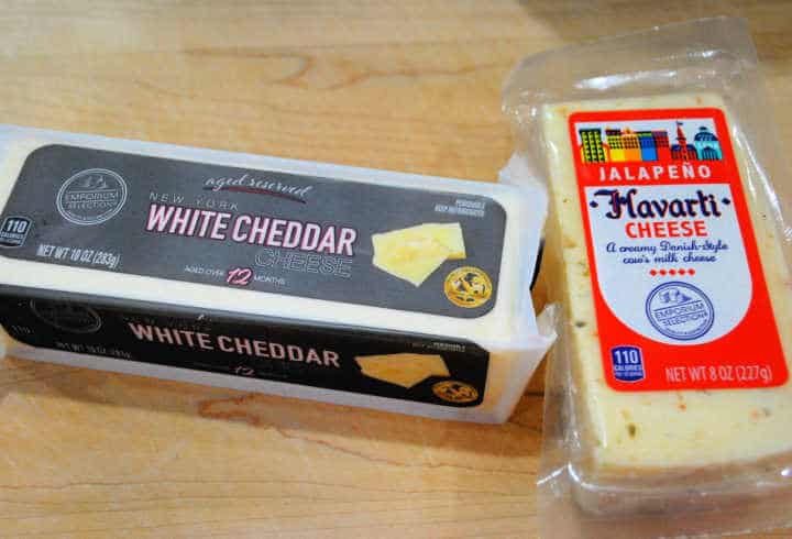 Aldi white cheddar and jalapeno havarti cheese for Valentine's Day snacks from Aldi