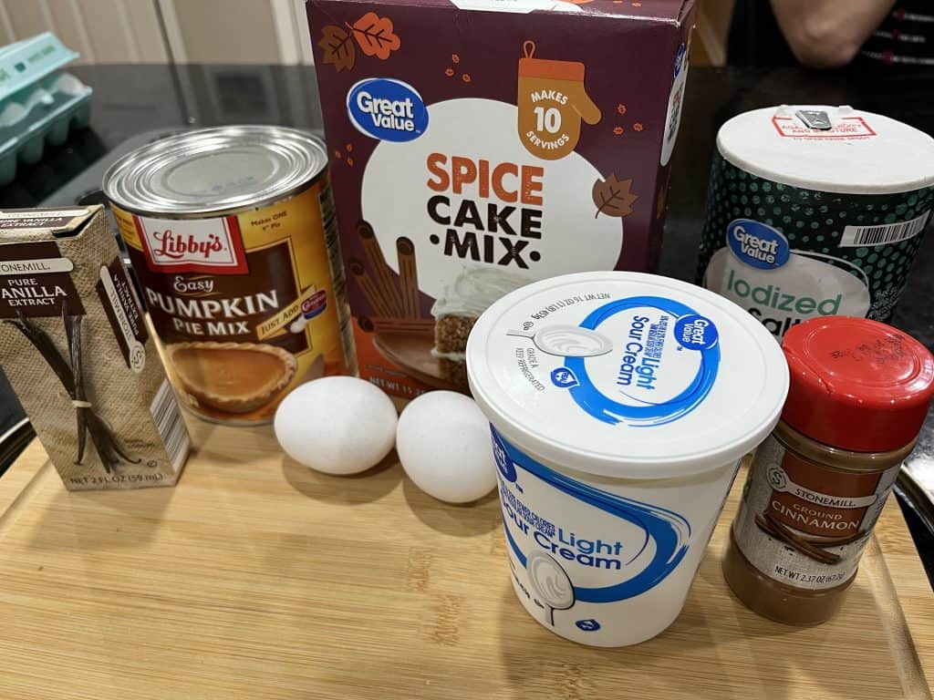 ingredients for pumpkin spice muffins
