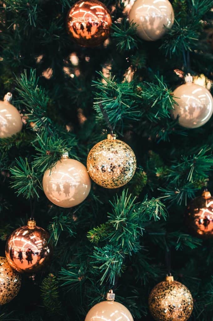 Christmas lights and ornaments
