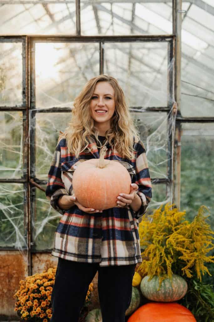 woman with pumpkin