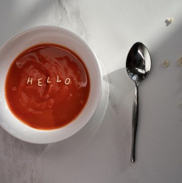 tomato soup with spoon
