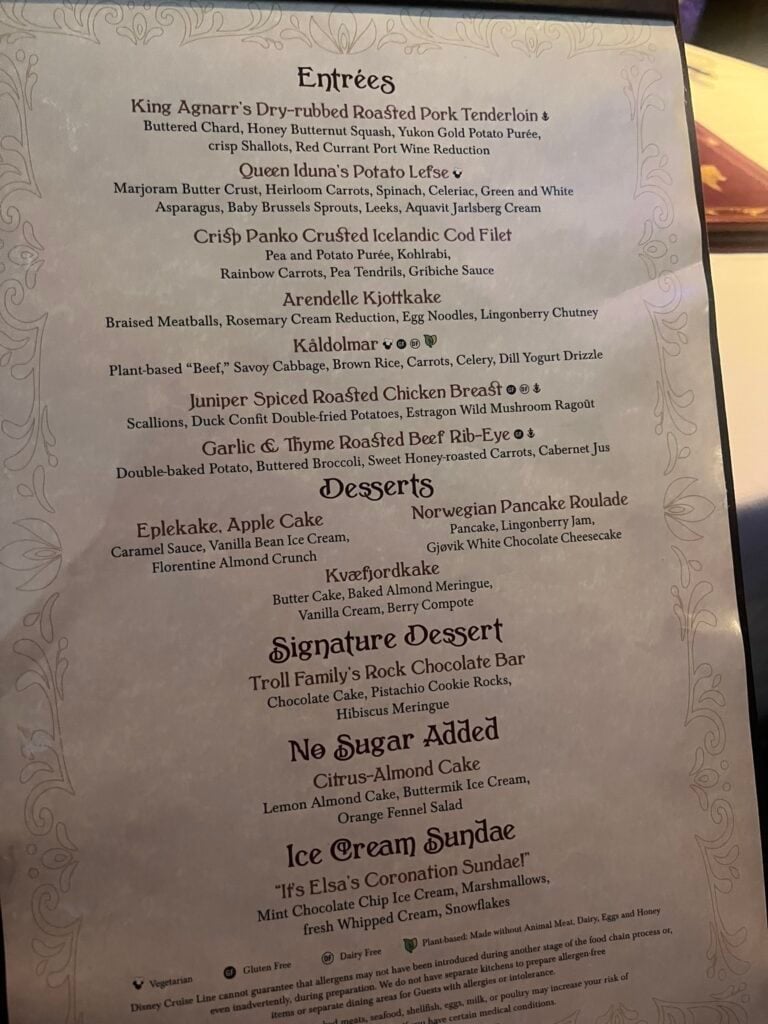 Arendelle menu 2