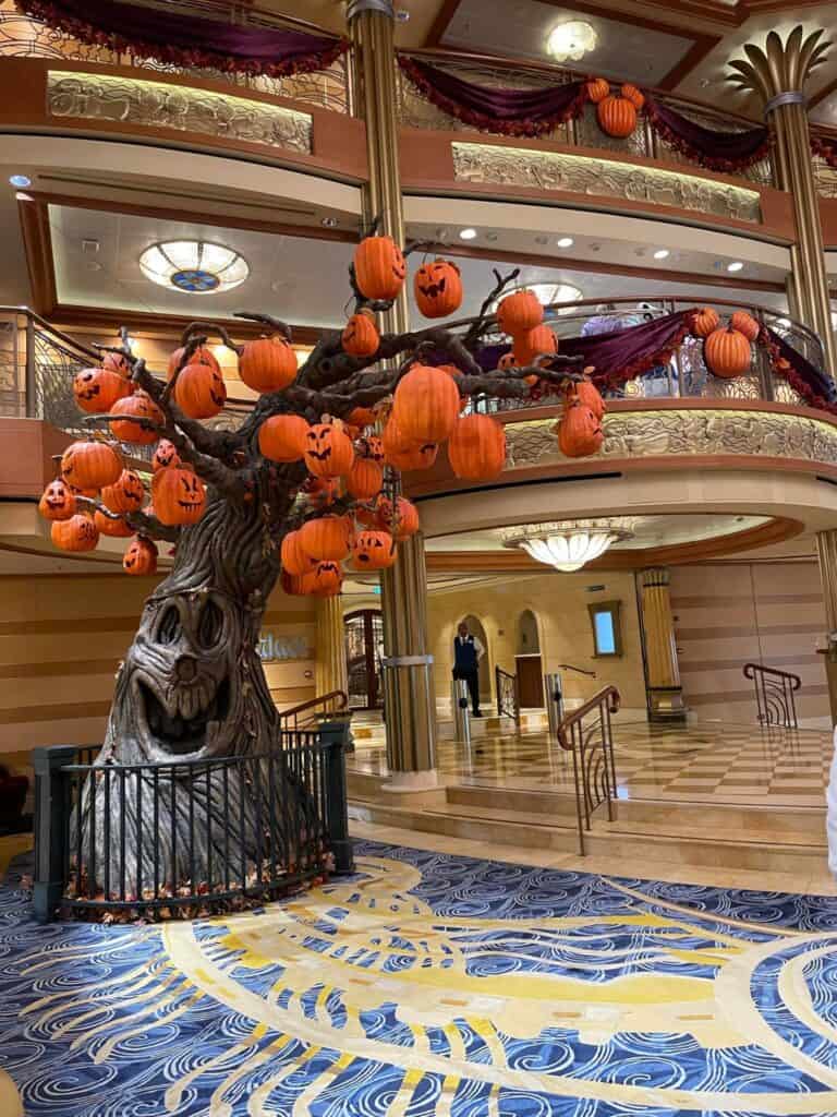 Halloween tree in Disney Cruise Line lobby