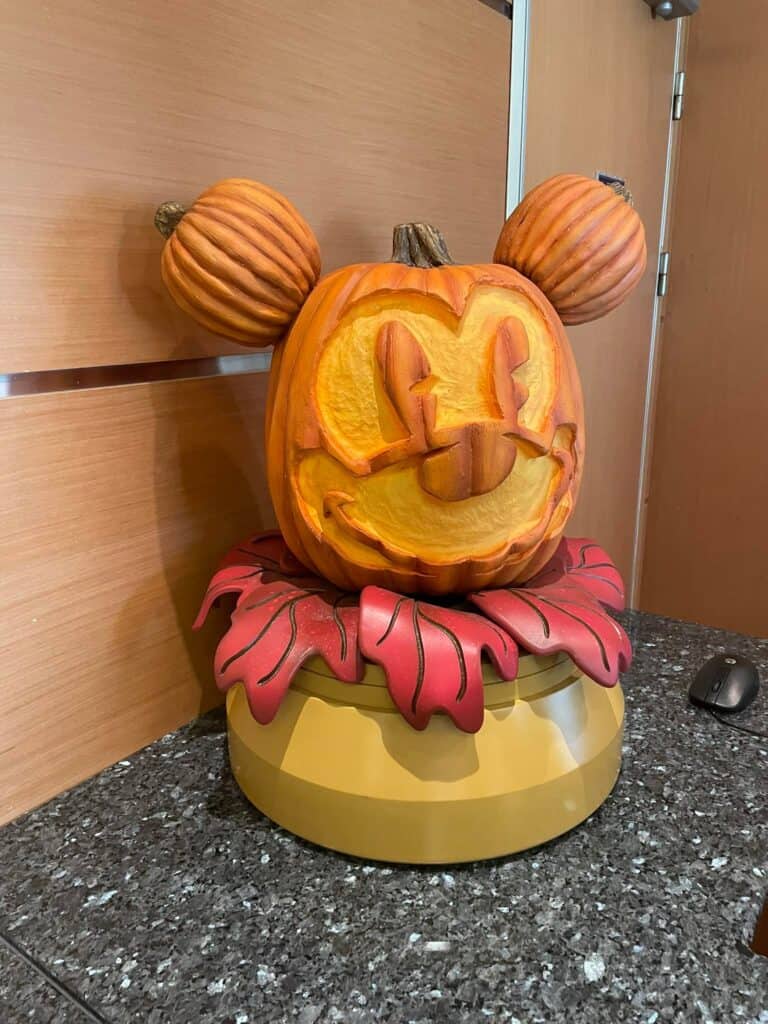 carved Mickey Mouse pumpkin head on Disney Cruise Line