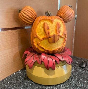 Carved Mickey Mouse pumpkin on Disney Cruise line floor