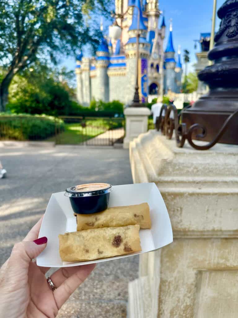 magic Kingdom egg rolls with castle behind